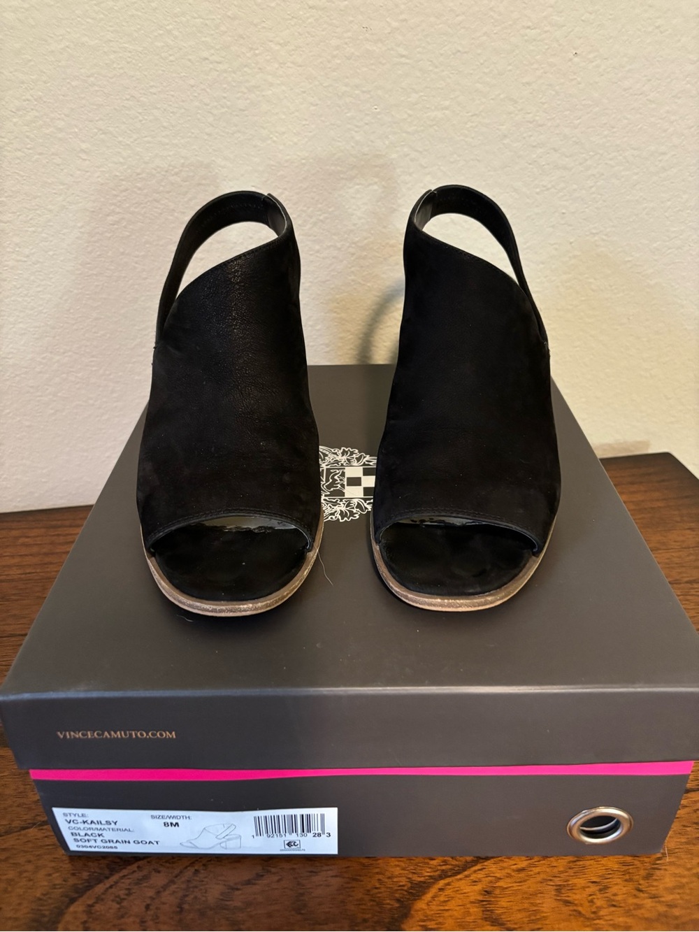 Vince Camuto Black Suede Open-Toe Slingback Sandals